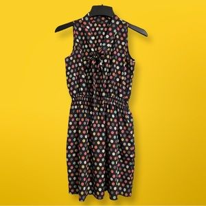 Soprano Polka Dot Dress Sz Medium Midi Tie Bow Neck Spring